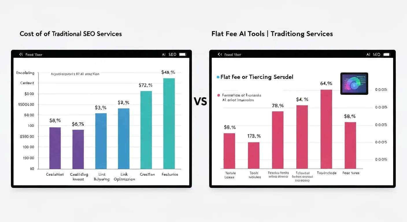 Visual representation of cost comparison between AI SEO tools and traditional SEO services